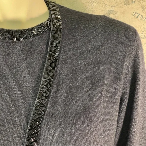 Escada for Neiman Marcus Knittedtop and cardigan with Bugle beads